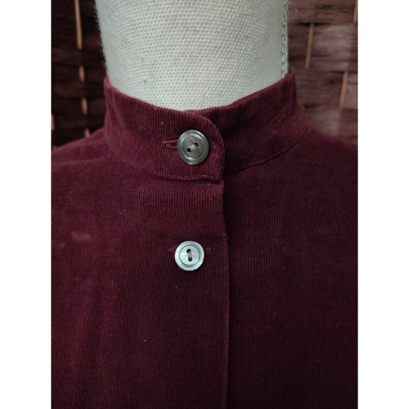 Laura Ashley Vintage Corduroy Midi Dress Sz 8 Modest Burgundy Purple Puff Sleeve - Picture 2 of 16